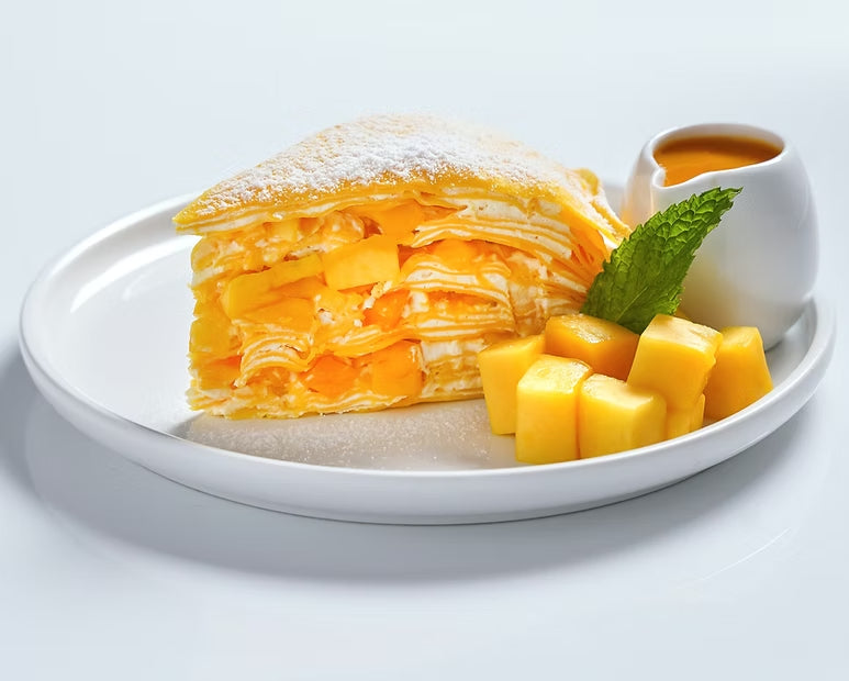 Mango Mille Crepe Cake slice